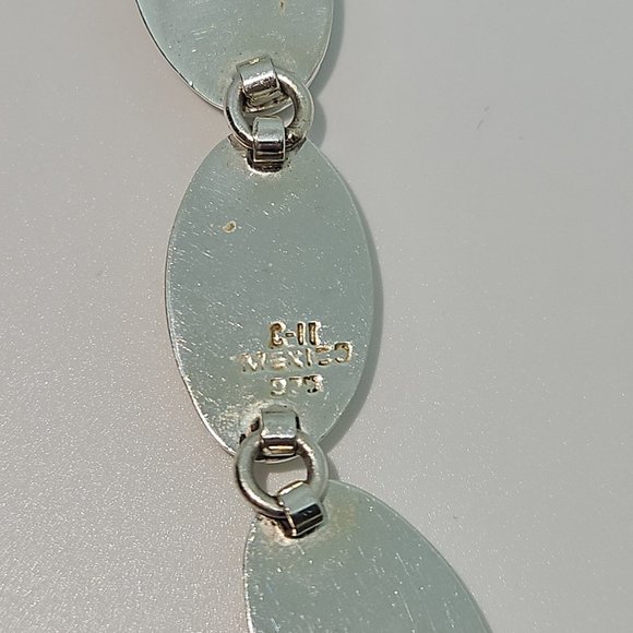 Vintage Mexico C-11 Sodalite Modernist Style 925 Sterling Silver Bracelet - Picture 9 of 9